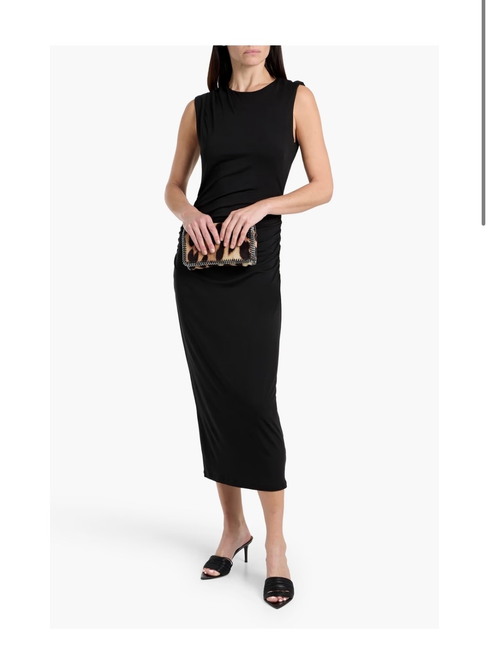 VERONICA BEARD Baxter ruched Lyocell blend stretch jersey midi dress black Sz XL
